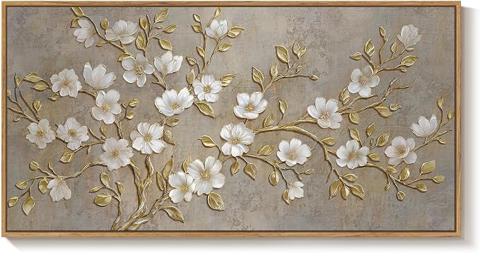 Large Framed Neutral Botanical Wall Art