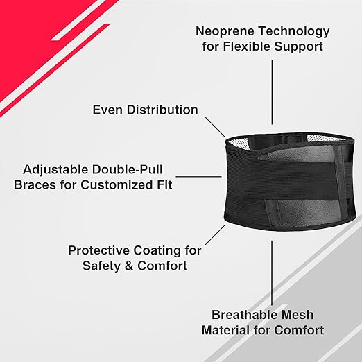 Waist Belt - Lower Back Support Belt, Adjustable Non-Electric Belt for Back Pain Relief, Muscle Tension & Cramps - Breathable and Wearable Waist Heating Pad Belt
