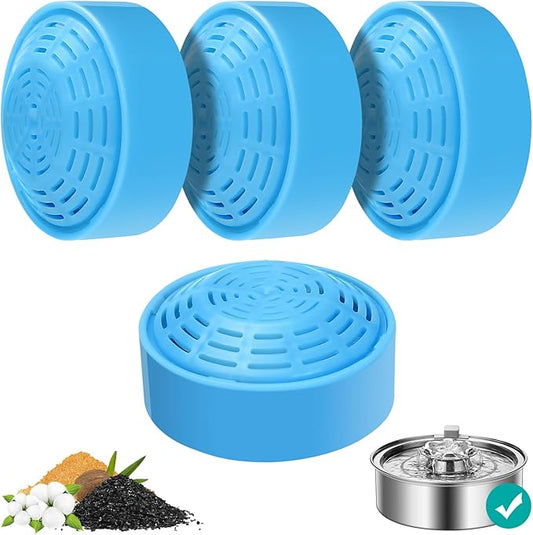 4-Pack Cat Water Fountain Replacement Filter for 2.0L/67oz Automatic Dog Water Dispenser, Activated Carbon Pet Fountain Filter for Stainless Steel 2.0L Automatic Circulating Pet Bowl