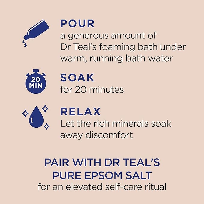 Dr Teal's Foaming Bath with Pure Epsom Salt, Shea Butter & Almond, 34 fl oz (Pack of 4)