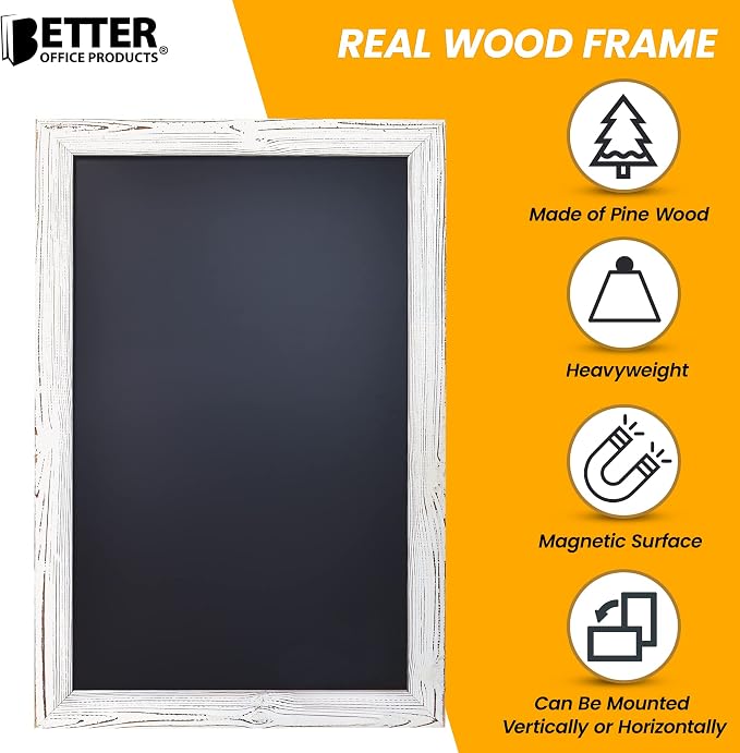 Better Office Products Magnetic Wall Chalkboard, X Large Size 20" x 30"