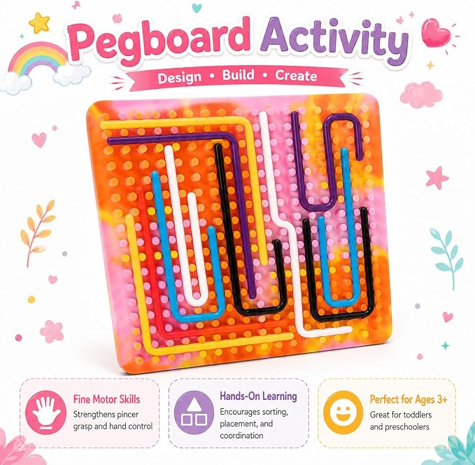 Calm Kids Sensory Kit - Screen-Free Busy Box Ages 3+ | 6-Piece Travel Toy Set, No-Mess Art and Play, Pink/Brown, Fine Motor Skill, Fidget, Quiet Time Fun