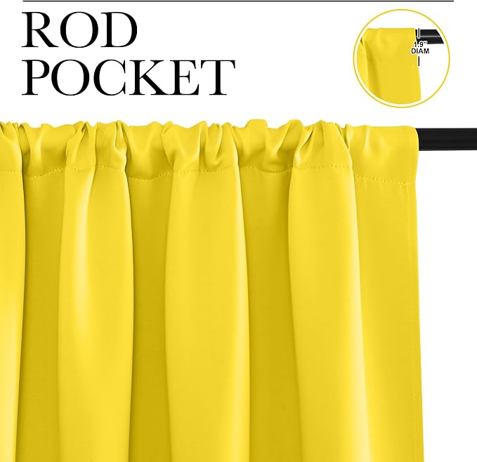 NICETOWN Bright Yellow Blackout Curtains 63 inches Long