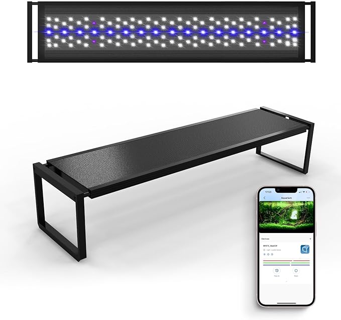 FZONE LED Aquarium Light with APP Control, Full Spectrum for 24-31‘’ Planted Aquariums, Timer Sunrise/Sunset, 36W (Light 60)