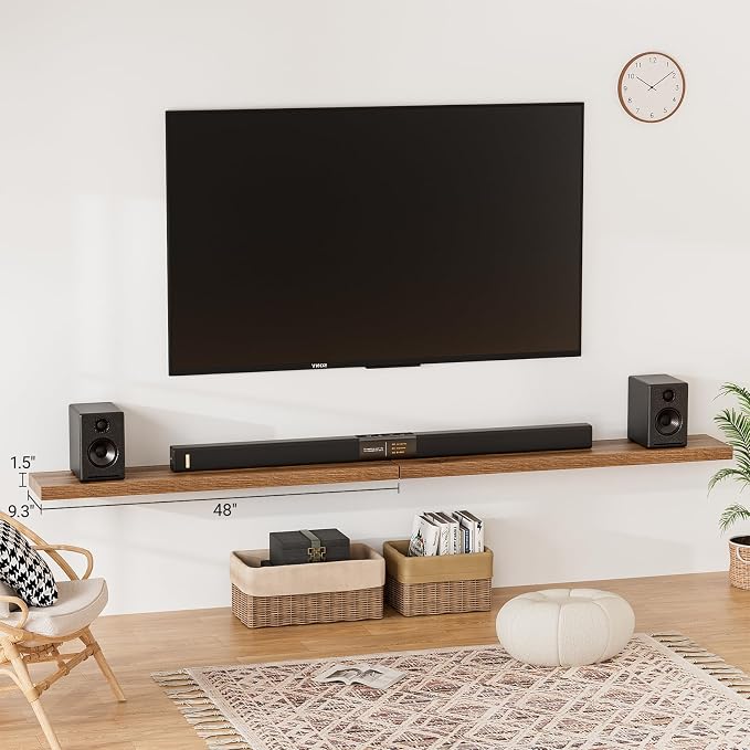 Heimlove Floating Shelves for Wall 48 Inches Long, 9.3" Deep Walnut Floating