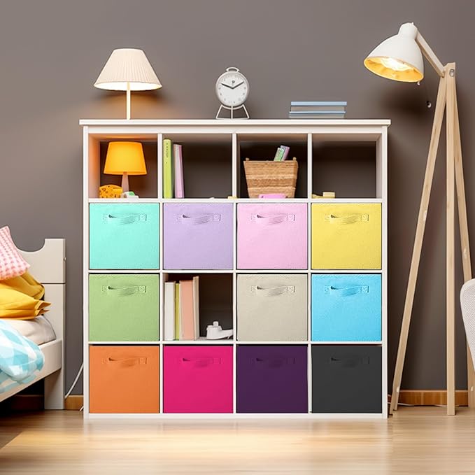 ShellKingdom Storage Bins, Foldable Fabric Storage Cubes And Cloth Organizer Drawer For Closet And Toys, 13 X 13 X 13 INCH, 2 Pack (Mint Green)
