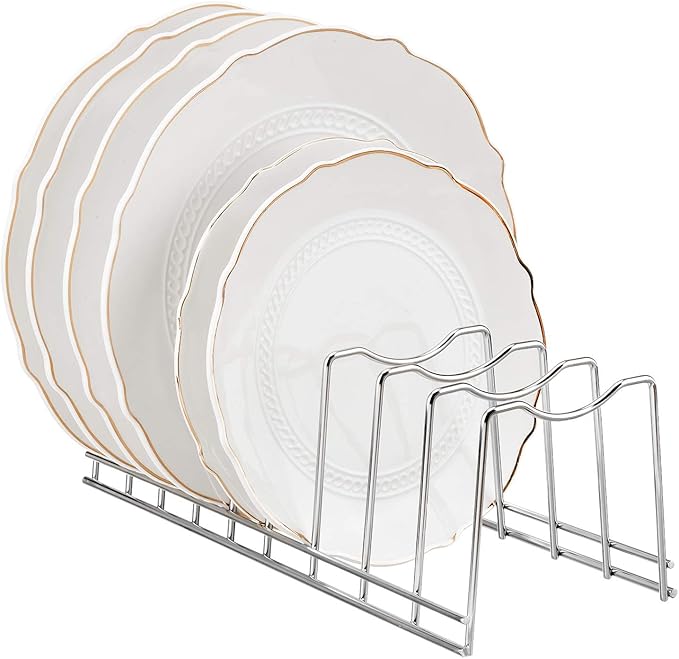 Pot Lid Organizer, Kitchen Plate Rack Holder Rest, Storage Cutting Boards, Bakeware, Pots & Pans, Serving Trays, Reusable Containers in Cabinet Pantry, Stainless Steel