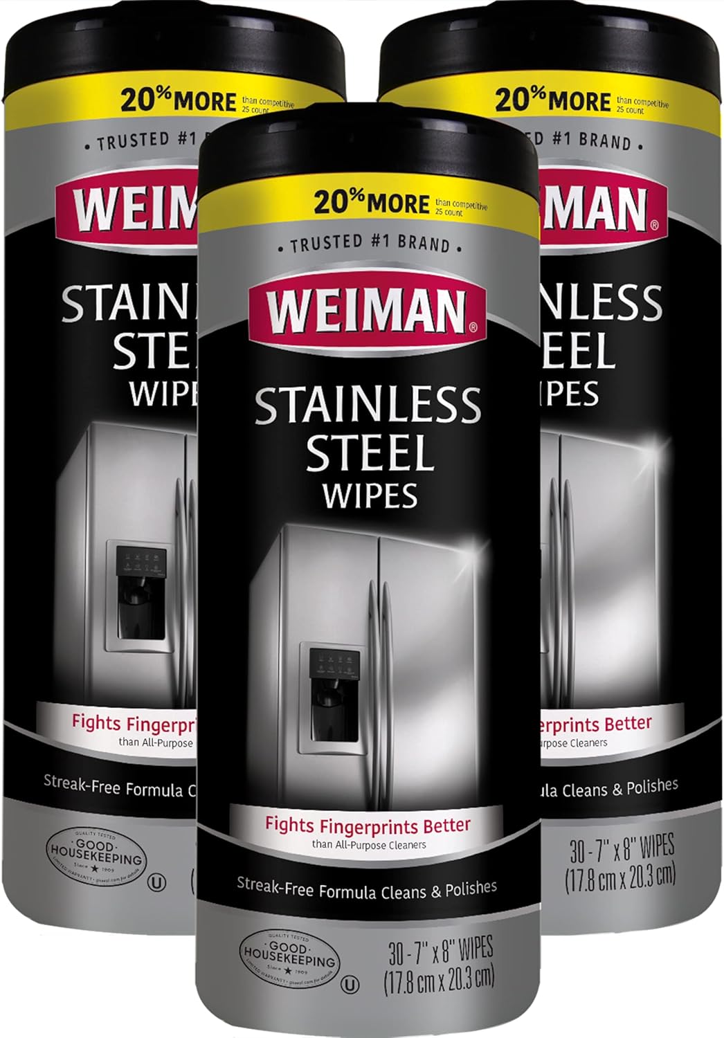 Weiman Stainless Steel Cleaner and Polish Wipes, 30 Count