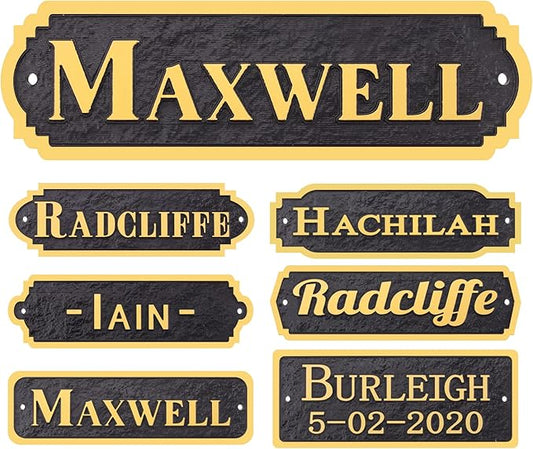 Acrylic Horse Stall Name Plate, 2.4" x 8" Personalized Stall Signs, UV Protected, Custom Pet Name Sign, All Weather Adhesive, Mounting (Gold, Style 5)