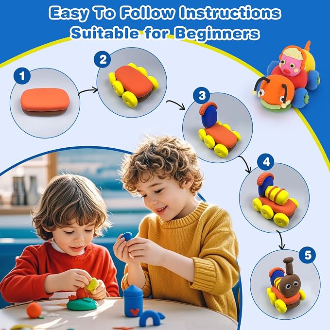 Ixiaoyoo Air Dry Clay, 92 Colors Foam Modeling Clay for School Projects | Safe & Non-Toxic, Soft, Non-Sticky, DIY Model Crafts Kids Toys for Home Party Favors, Birthday Gifts for Aged 3–12 Boys Girls
