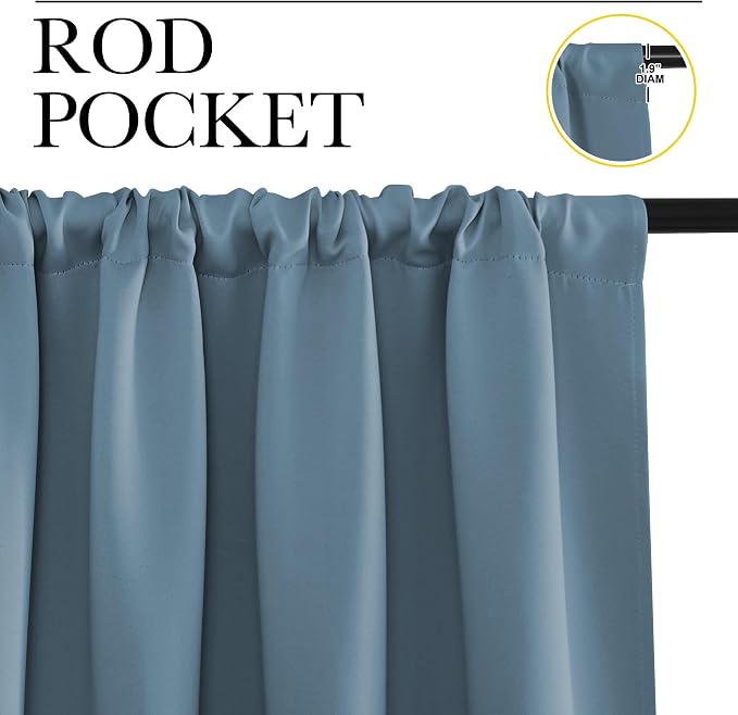 NICETOWN Window Curtains for Bedroom, Smoky Blue, 2 Panels, W42 x L48 -Inch