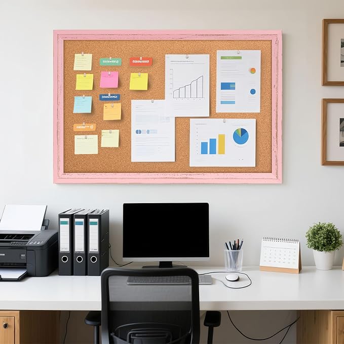 Cork Bulletin Board, Hanging Pin Board Tack Board