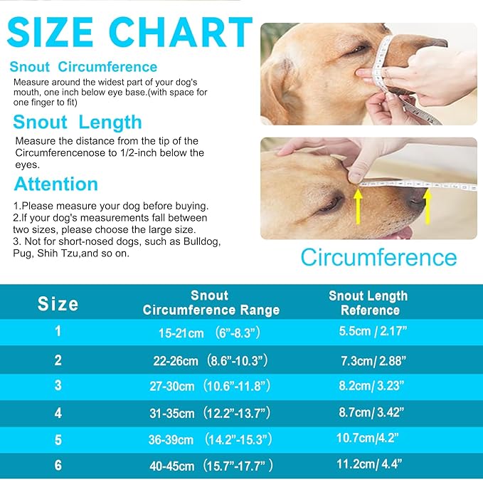 Dog Muzzle, OKKIC Basket Muzzle Anti Biting Chewing, Sturdy Lightweight Muzzle Allows Panting Drinking,Muzzle for Small Medium Large Dogs, Suitable for Grooming Trimming Training (Black, Size6)