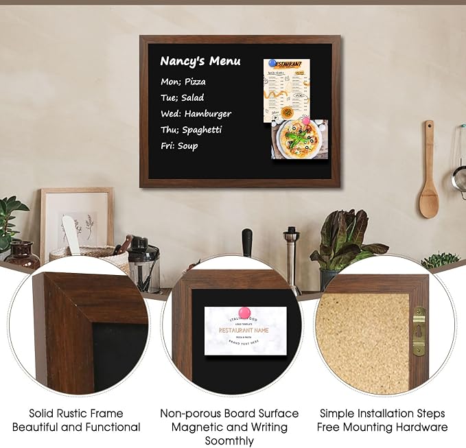 4 THOUGHT Chalk Board 24" x 36", Magnetic Large Chalkboard