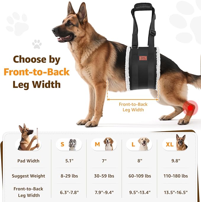 Adjustable Dog Lift Harness, Dog Sling for Large Dogs Hind Leg Support, Soft Lift Support Helps Senior, Injured, Disabled and After ACL Surgery Dogs-Black & Grey (X-Large)