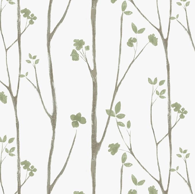 Timeet Green Leaf Wallpaper 16" x 197" Boho Floral Peel & Stick Removable