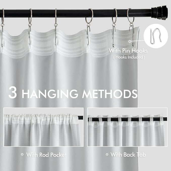 MIULEE Back Tab Light Blocking Curtains 90 Inch Long 2 Panels Set