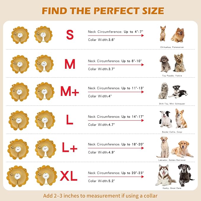 IEUUMLER Inflatable Recovery Dog Collar, Protective Donut Cone, Adjustable Soft Collar for Dog and Cat After Surgery Prevent from Biting & Scratching EU002 - Orange Lion M