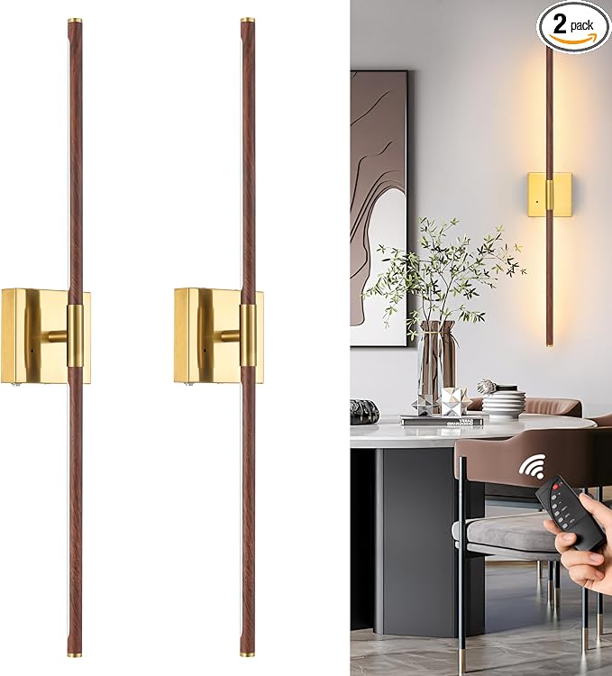 Morauroral 36 Inch Battery Operated Wall Sconces Set of 2, Dimmable Battery