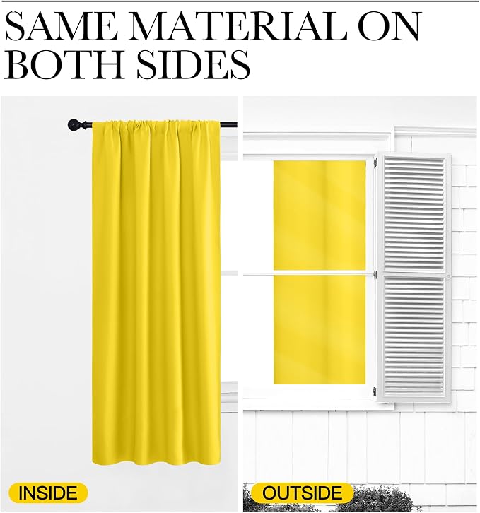 NICETOWN Bright Yellow Blackout Curtains 63 inches Long