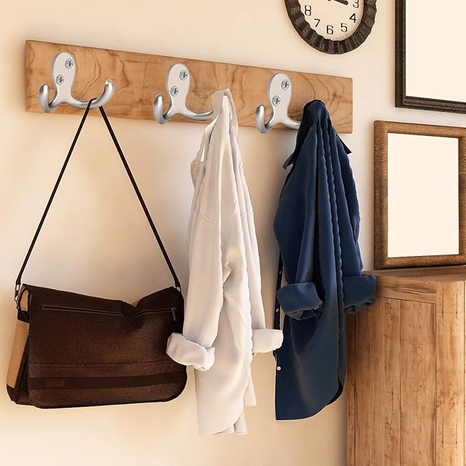 IBosins 28 Pack Heavy Duty Double Prong Coat Hooks Wall Mounted