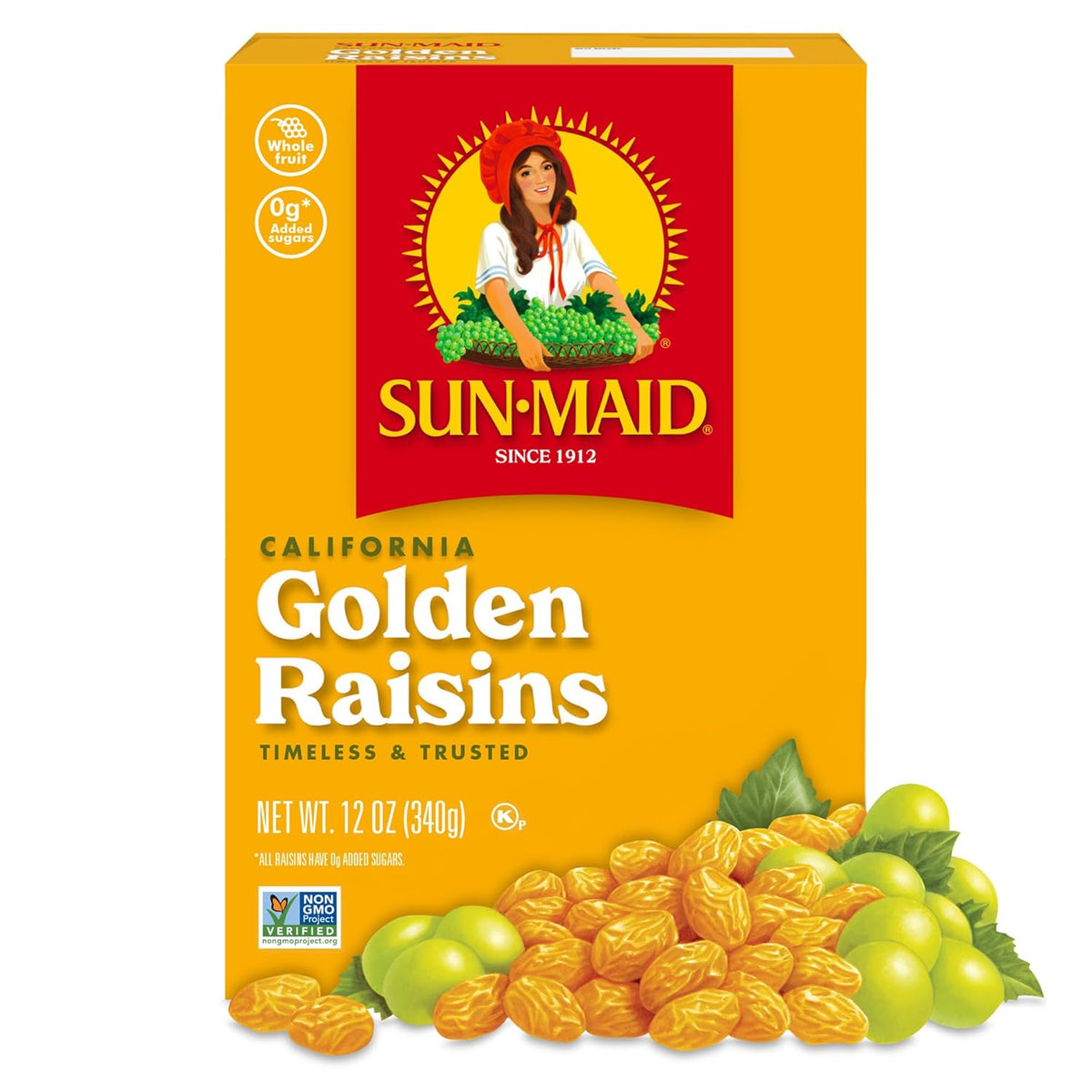 Sun-Maid California Golden Raisins - 12 oz Sharing-Size Box - Dried Fruit Snacks, Back to School Lunches, and Natural Sweeteners