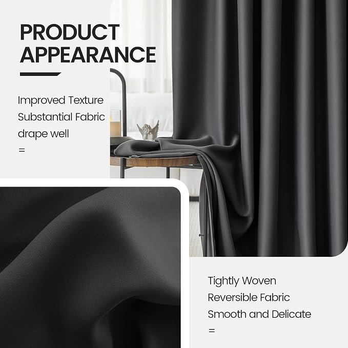 Black Out Curtains for Bedroom Windows 52 x 90 Inch Long 2 Panels