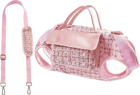 Dog Lift Harness Backpack for Small Dogs, Adjustable Straps Dog Sling Carrier for Hiking, Travel, Outdoor – Pink Medium