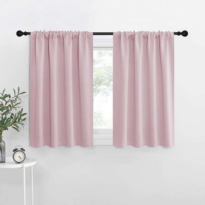 NICETOWN Blackout Curtains for RV Windows, Baby Pink, 2 Panels, Room Darkening