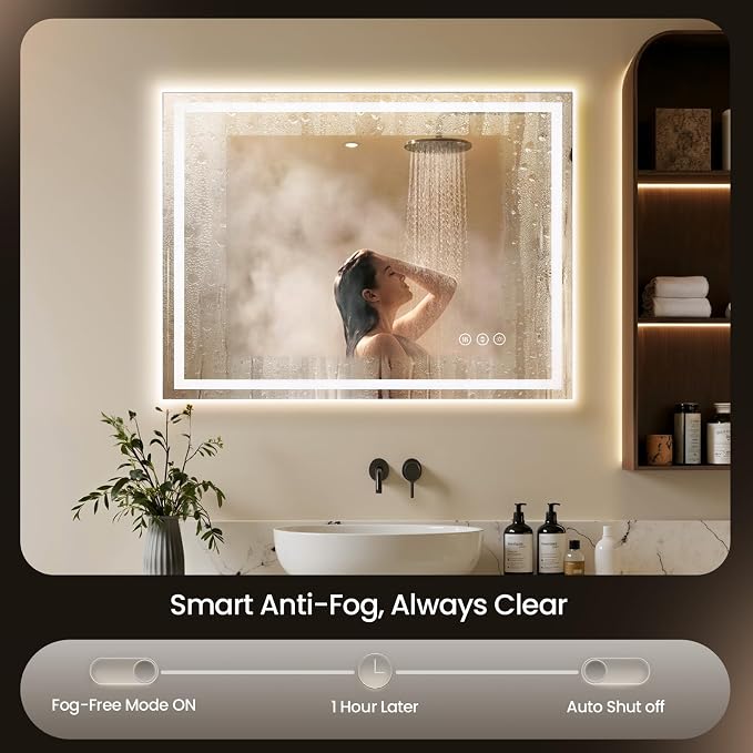 60X36 LED Bathroom Mirror with Lights, Backlit + Front Lit, Lighted Bathroom