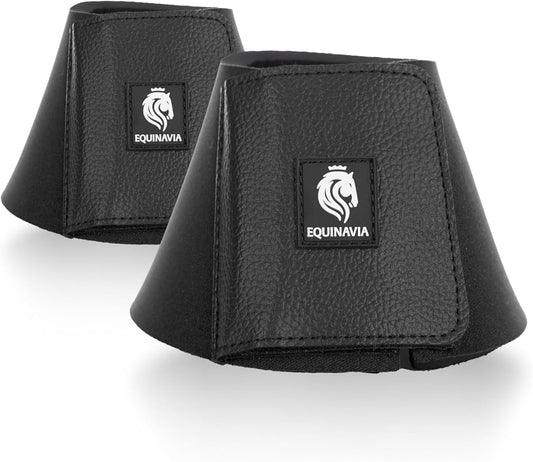 Equinavia Toki Bell Boots for Horses | Neoprene Overreach Boots - Black - M