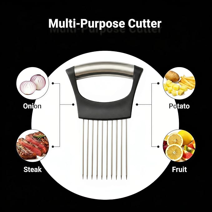 2025 Upgraded Onion Slice, New Stainless Steel Onion Chopper for Slicing, Chopper Slice Assistant Tool, Cutter for Slicing of Meat, Onion, Potato, Tomato Kitchen Gadgets (2)