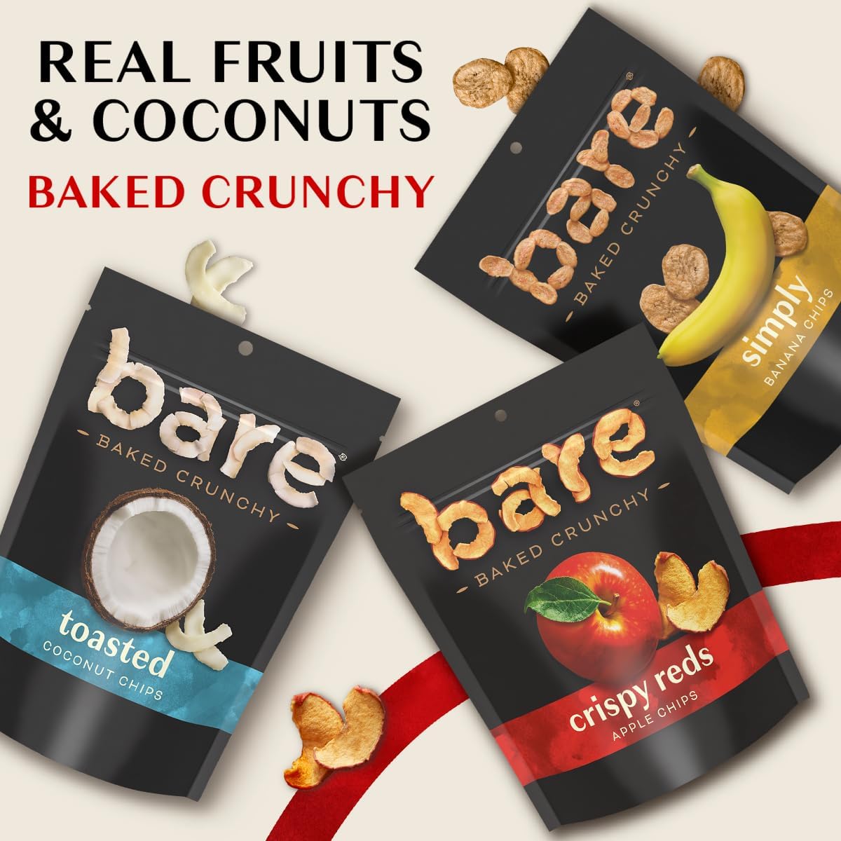 bare Baked Crunchy Apple Chips, Fujis & Reds, 3.4oz Bag