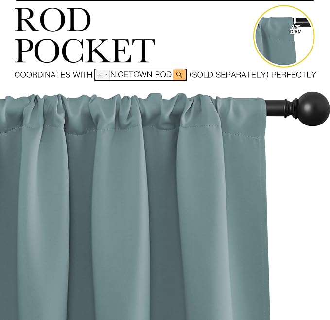 NICETOWN Blackout Curtains for Bedroom, 1 Pair, 70 by 63-inch, Window Treatment