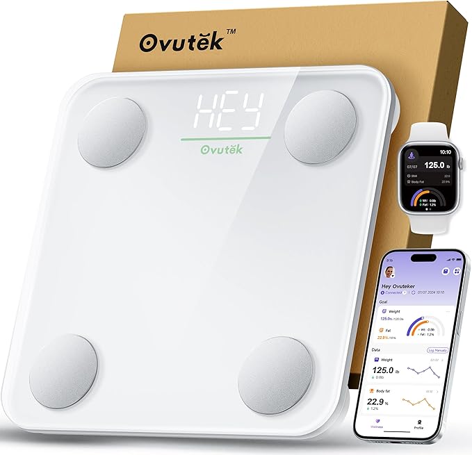 Smart Scale for Body Weight, Digital Bathroom Scale BMI Weighing Body Fat Scale, Accurate Body Composition Scale Monitor for People's Health with Smartphone App, Compact Size, 400lb