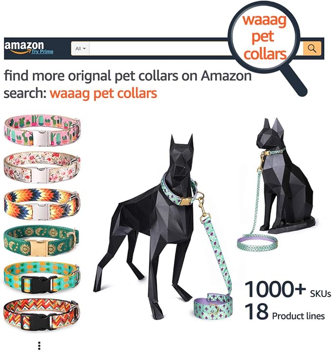 WAAAG Cat Collars, Gold Moons and Stars Cat Collar, Safety Breakaway Cat Collar, Glow in The Dark (Standard 9"-15" Neck, Royal Blue)