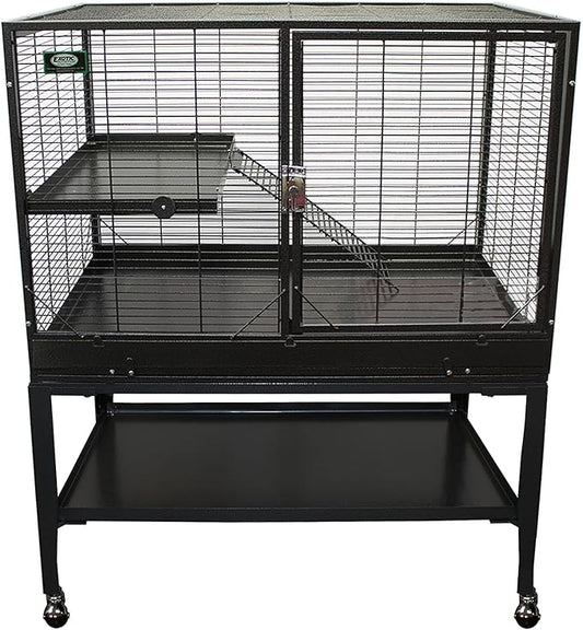 Durable All-Metal Mansion Cage for Chinchillas, Rats, Ferrets, Degus (2-Level)