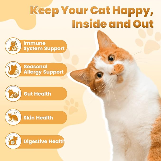 Cat Allergy Relief for Cats, Crunchy & Creamy Chews for Immune & Skin Coat Support – Seasonal Allergies, Itching Relief, Omega 3 & Probiotic Natural Supplement for Cats, Chicken Flavor – 500 Chews