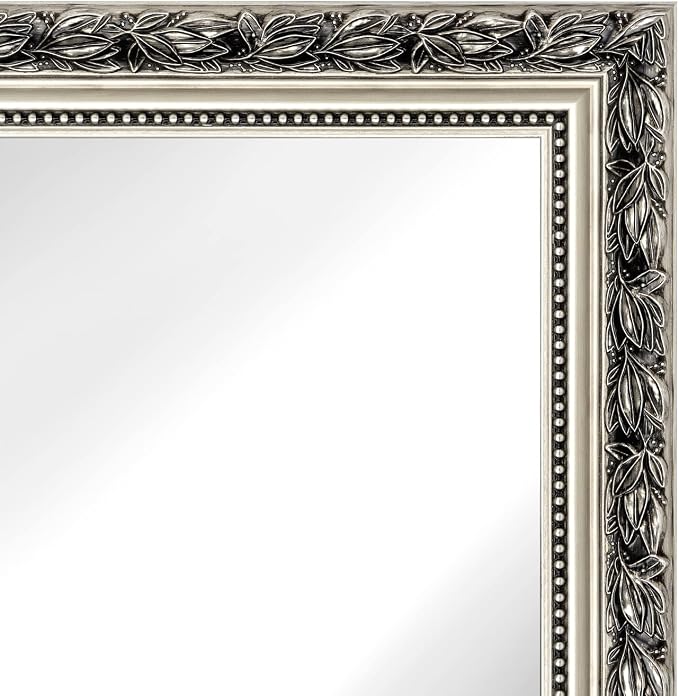 HA Bathroom Mirrors 40x24 Inch for Wall, Rectangle Silver Frame Wall Mounted