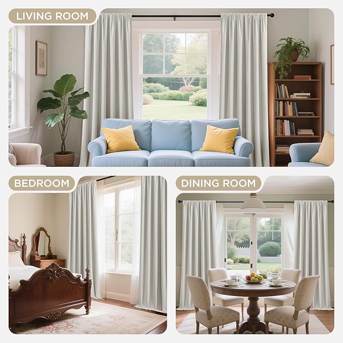 Joydeco White 100% Blackout Curtains 84 Inch 2 Panels, Luxury Thermal White Velvet Curtains for Bedroom Living Room, Soundproof Blackout Window Drapes, Grommet Top (52W x 84L)