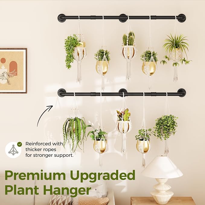 Bamworld Window Plant Hanger Indoor 63in 2PCS Hanging Planters