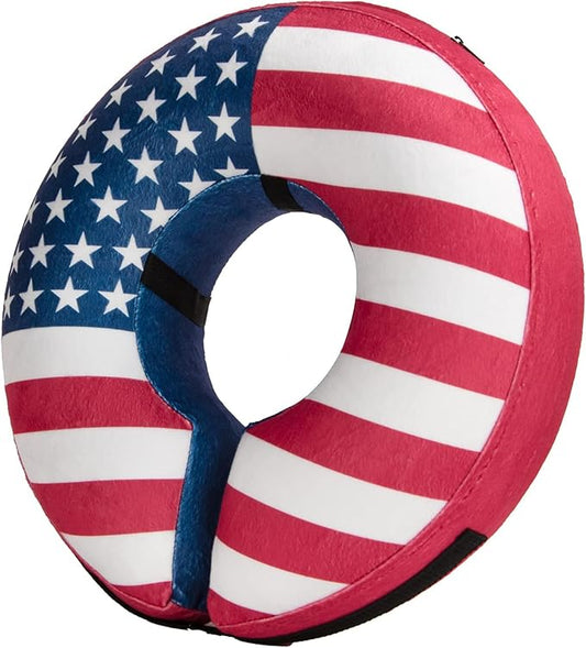 BENCMATE Inflatable Dog Cone Collar Alternative, Soft Dog Cone for Small Medium Large Dogs and Cats, Neck Recovery ECollar Donut Collar After Surgery (XLarge, Flag)