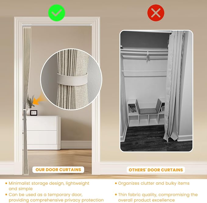 AJAZZ 100% Blackout Folding Door Accordion Door Closet Doors Curtain Invisible