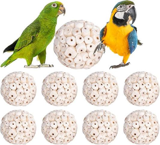 9 Pieces Bird Parrot Chew Toy Sola Balls, Natural Parrot Soft Chew Shredding & Foraging Toy, Bird Foot Balls for Cockatiel Conure Quaker Budgie Parakeet Bunny Guinea Pig Chinchilla Rabbit