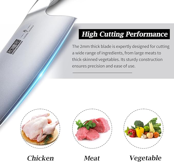 HOSHANHO Cleaver Knife 7 Inch, Ultra Sharp Japanese High Carbon Steel Vegetable Meat Cleaver, Multifunction Chopper Butcher Knife for Home Kitchen and Restaurant