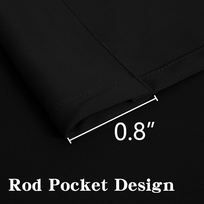 IGEMAEVE Black Blackout Curtains 108 Inch Length 2 Panels Set, Rod Pocket