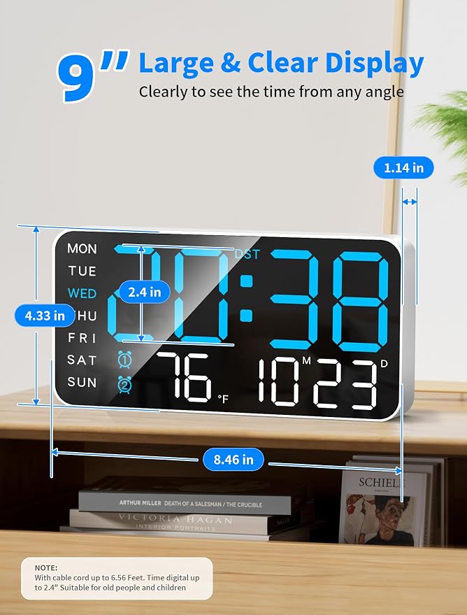 MASHI 8.4''Large Digital Wall Clock, Led Alarm Clock