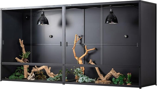 460 Gallon Connectable Reptile Tank 2-Pack with Kit, 96"x24"x46" Total, 48"x24"x46" Each, Large PVC Enclosures for Bearded Dragon & Ball Python, Front Glass Doors & Locks