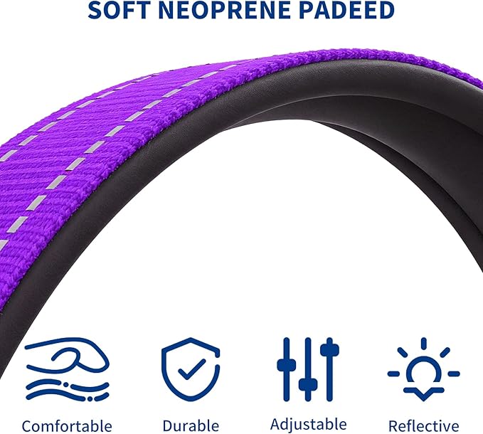 Reflective Dog Collar for Medium Dogs with Dog Tags Personalized & Quick Release Buckle, Adjustable and Comfortable Nylon Pet Collar, Purple