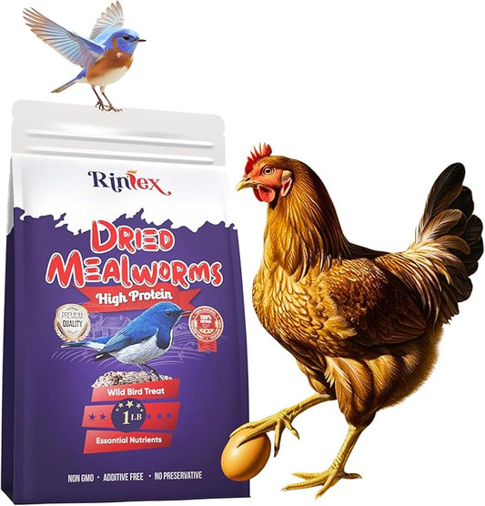 Dried Mealworms 1 lb - Chicken Food for Laying Hens - Bird Seed for Wild Birds - Wild Rabbit Food Outdoor - Duck Treats for Pet Ducks - Turtle Food for Small Turtles - Parrots Food, Snail Food